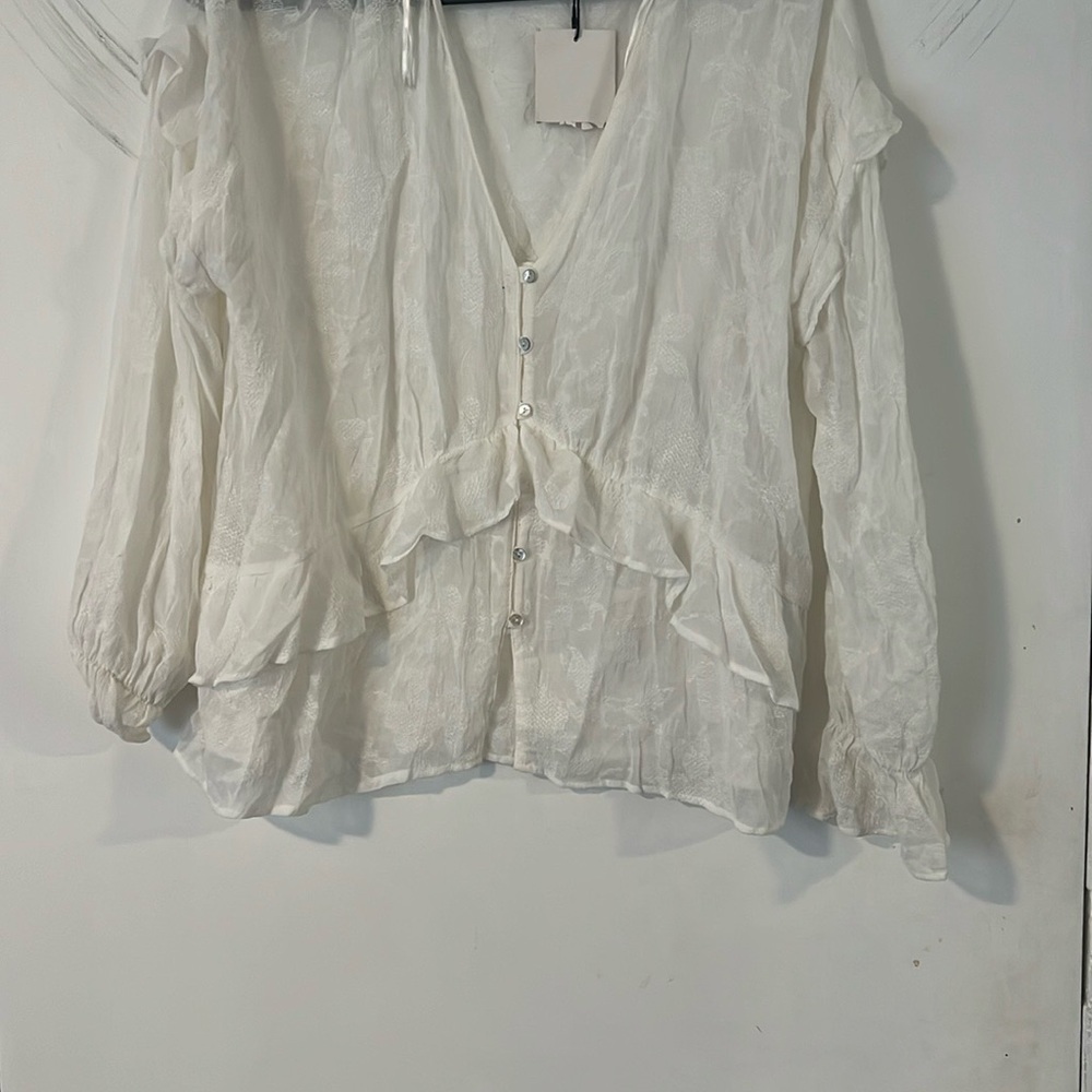 Elegant White Blouse with Ruffle Details